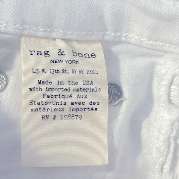 Women’s Rag & Bone White Polyester & Spandex Skinny Leg Jeans Size 25 - Picture 7 of 8